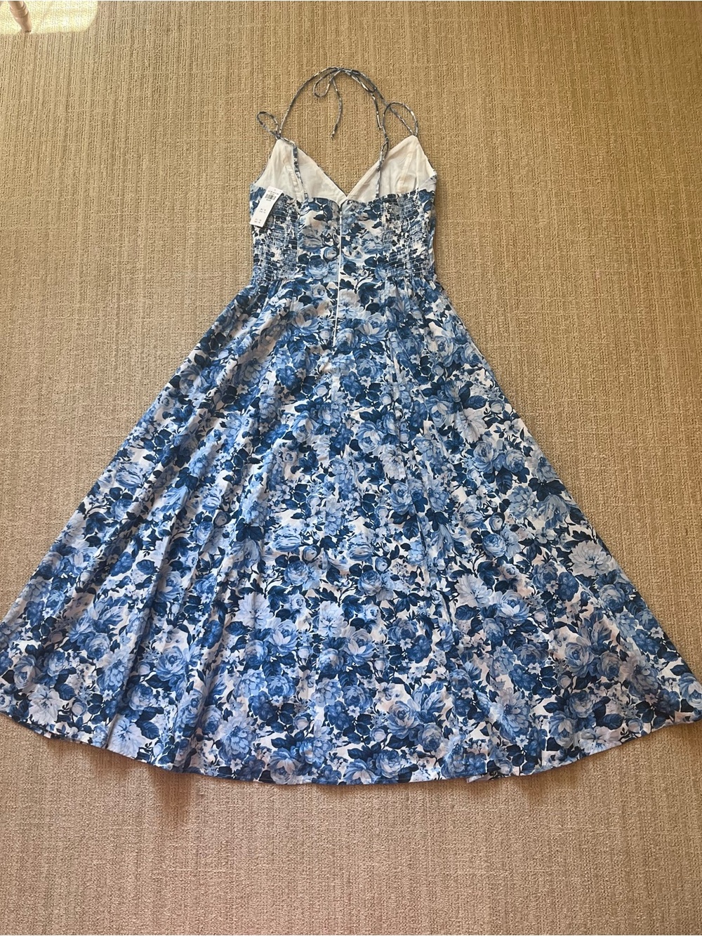 Abercrombie and Fitch medium blue and white tea length wedding guest dress - Picture 4 of 7